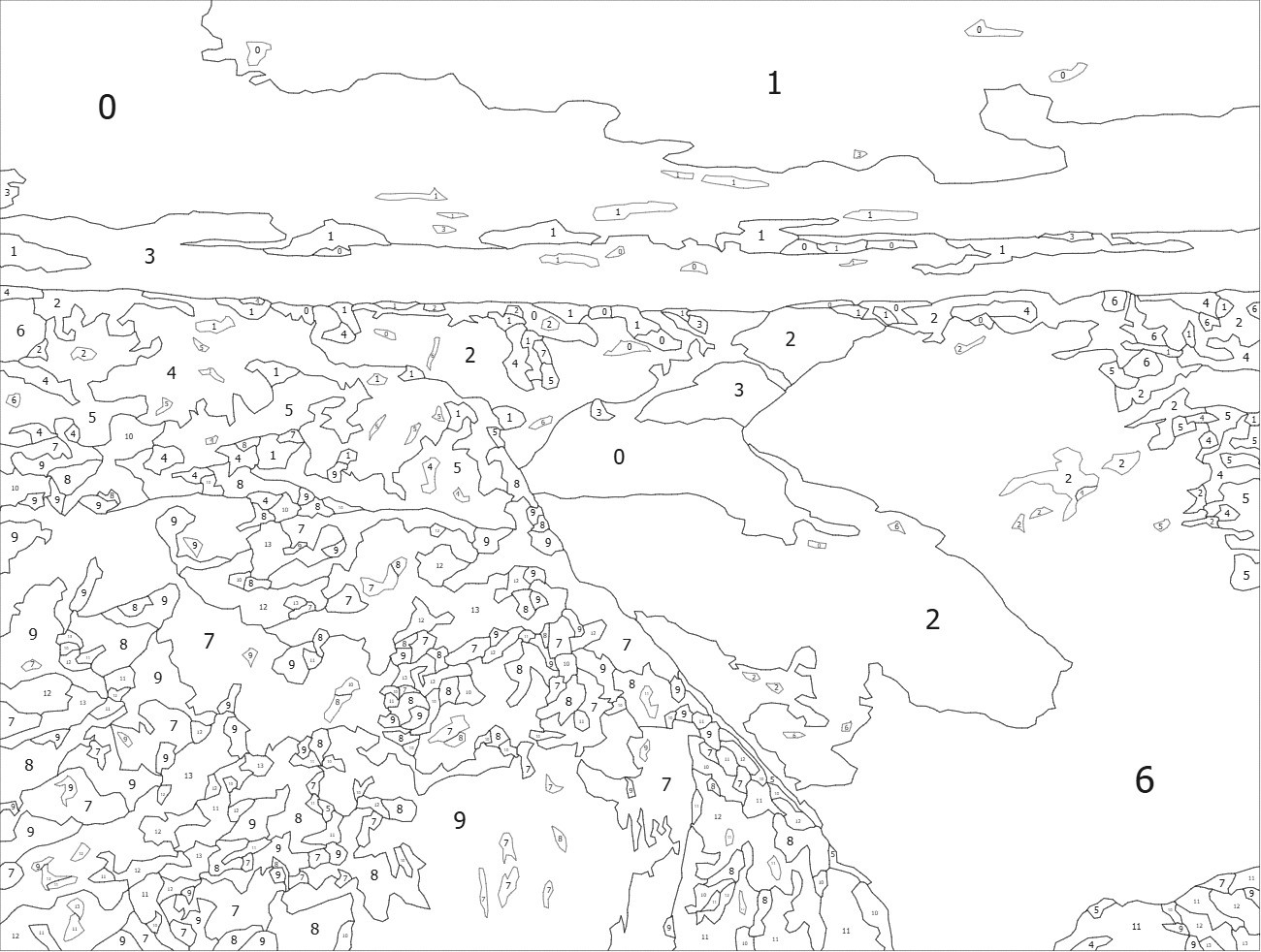 Desenho de linhas e números com grelha de transferência